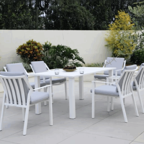 Rosehill table & 6 Rosehill chairs in white