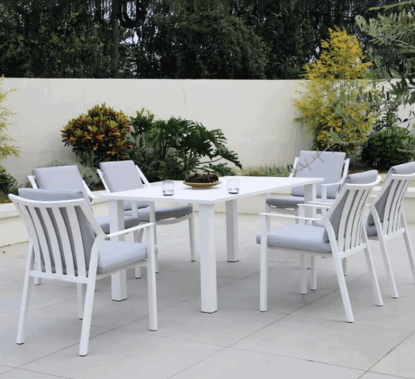 Rosehill table & 6 Rosehill chairs in white